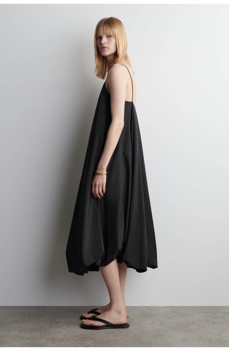 COS Bubble-Hem Midi Dress, Alternate, color, Black