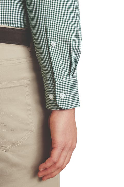 Slim Fit Button-Down Collar Non-Iron Stretch Poplin Mini Gingham Shirt