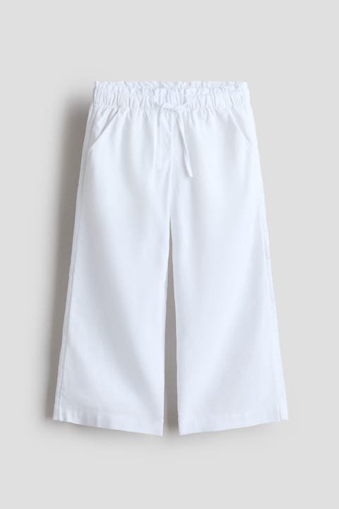 Linen-blend Drawstring Trousers