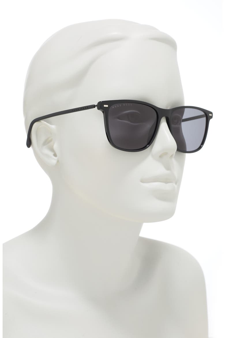 Hugo Boss 56mm Square Sunglasses, Alternate, color, BLACK / GREY BLUE