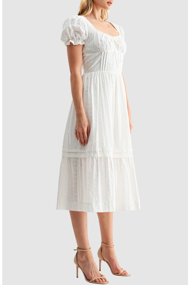 Pintuck Cotton Dobby Midi Dress, Alternate, color, WHITE