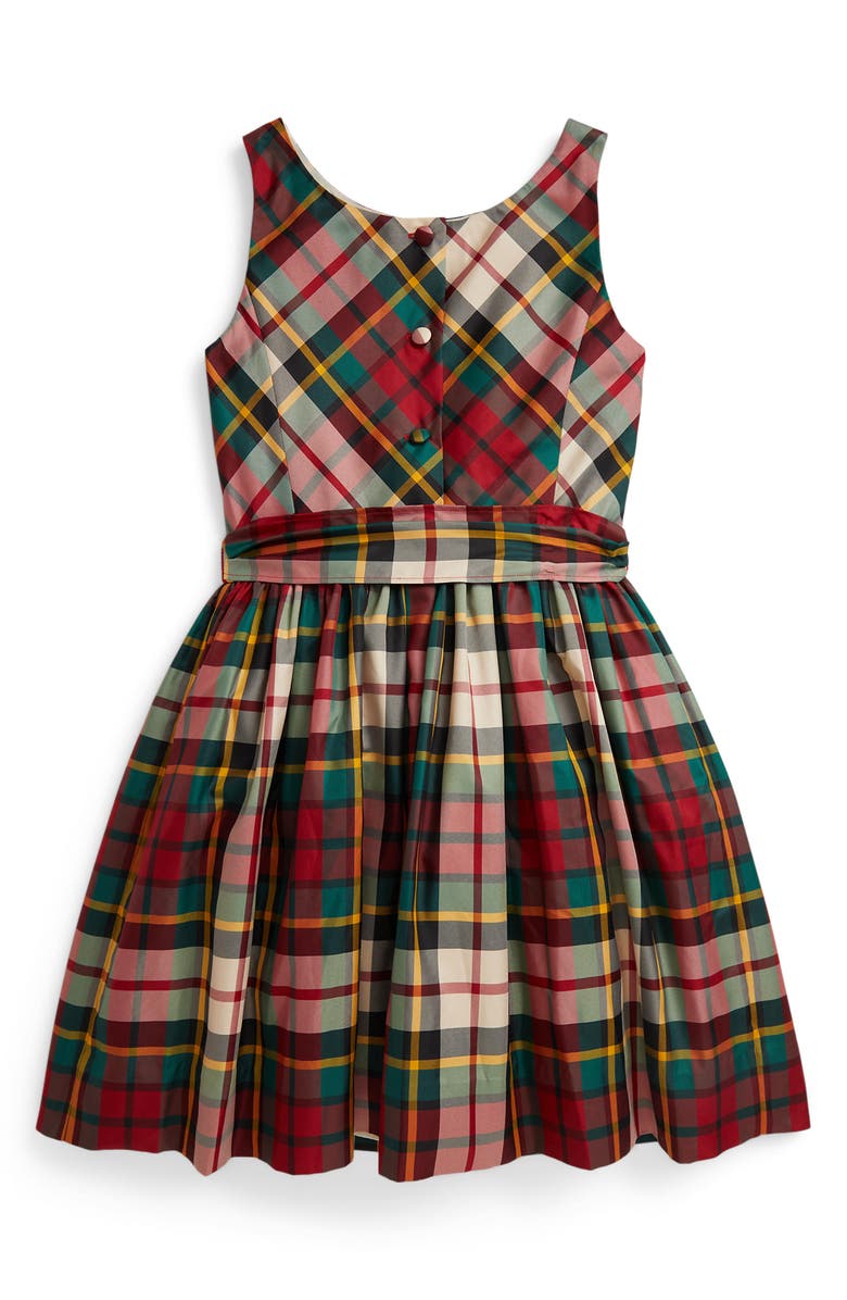 Polo Ralph Lauren Kids' Plaid Taffeta Fit & Flare Party Dress, Alternate, color,