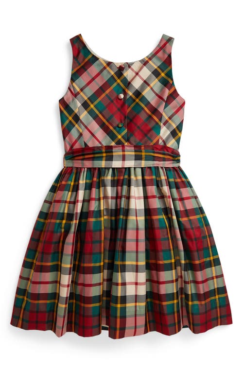Polo Ralph Lauren Kids' Plaid Taffeta Fit & Flare Party Dress In Multi