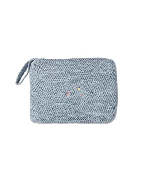 Herringbone Knit Cotton Blanket with Carry Pouch