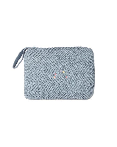 Minimoi Babies'  Herringbone Knit Cotton Blanket With Carry Pouch In Multi