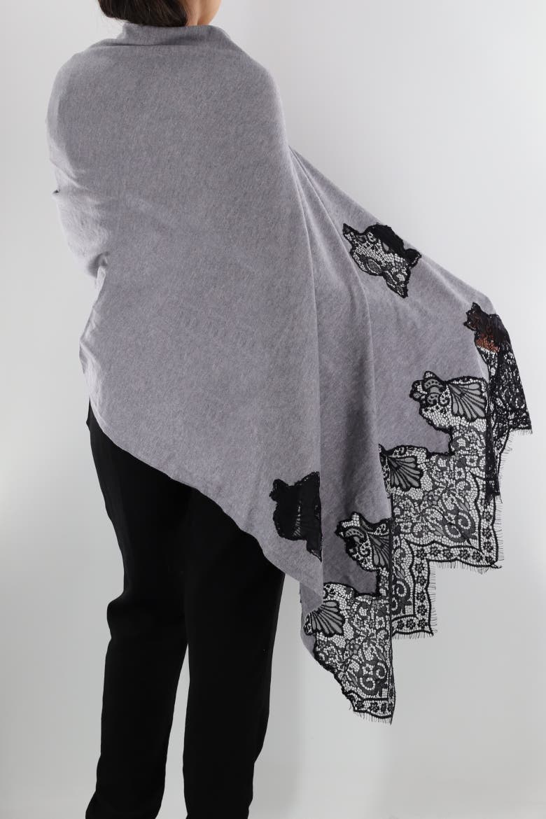 Wrap with Lace Detail, Alternate, color, Grey/Black