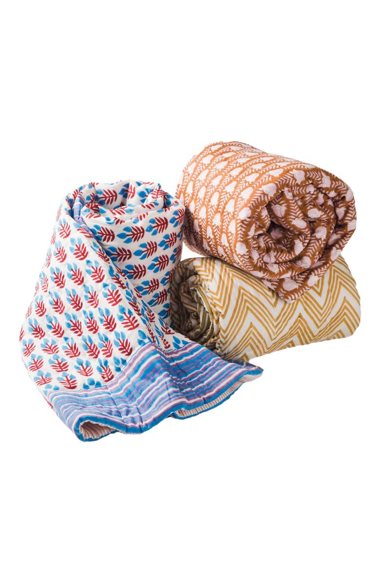 Mela Artisans Tulip Cotton Handcrafted Throw, Alternate, color, Floral