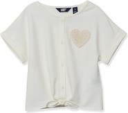 Lands' End Girls Slouchy Button Front Terry Knit Top