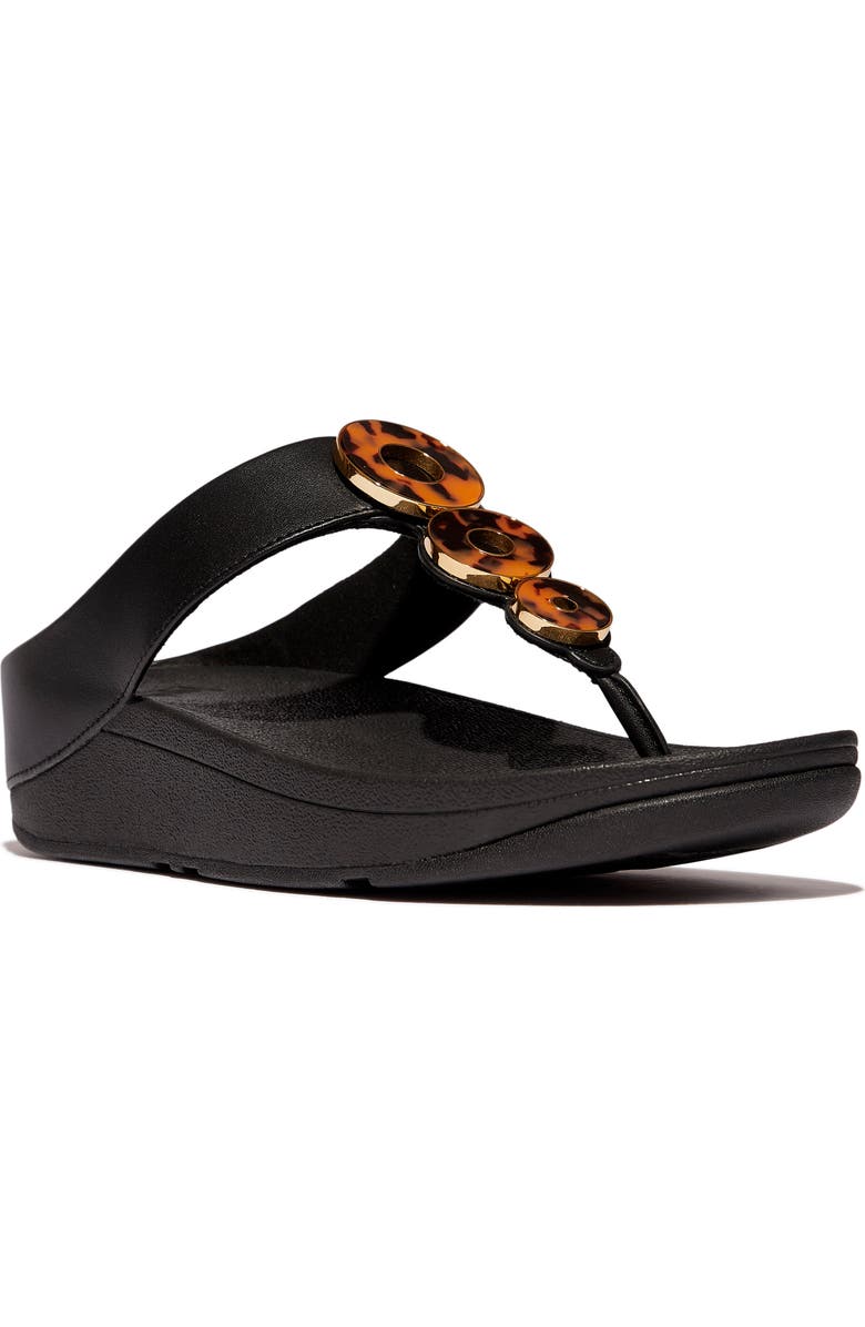 FitFlop Fino Platform Wedge Flip Flop, Main, color, All Black
