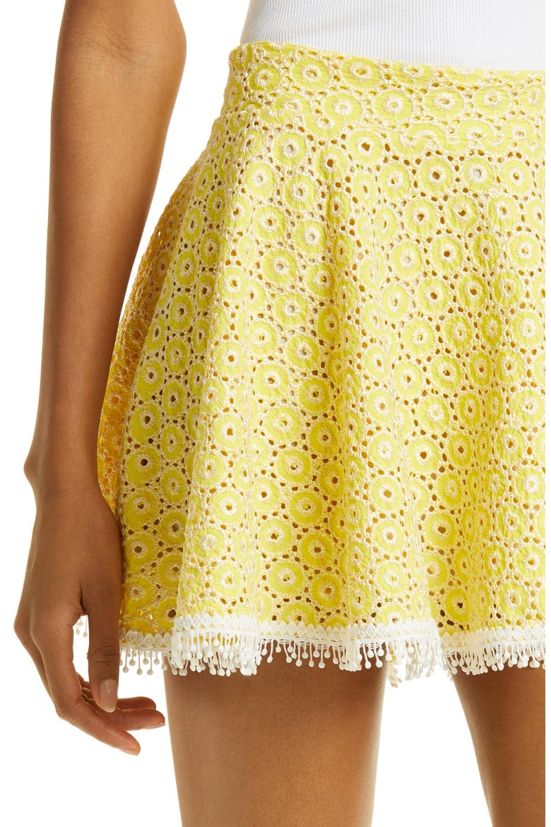 Magdalena Eyelet Lace Miniskirt, Alternate, color, YELLOW
