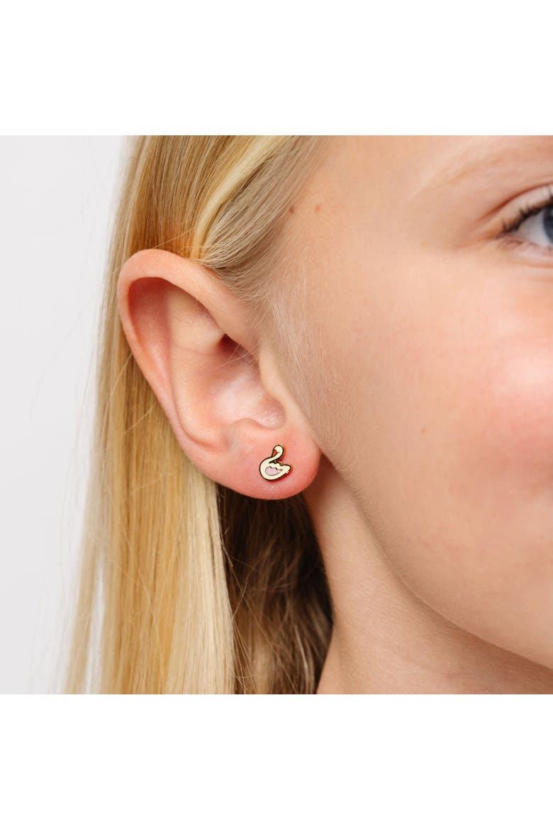 Swan Stud Earrings, Alternate, color, White