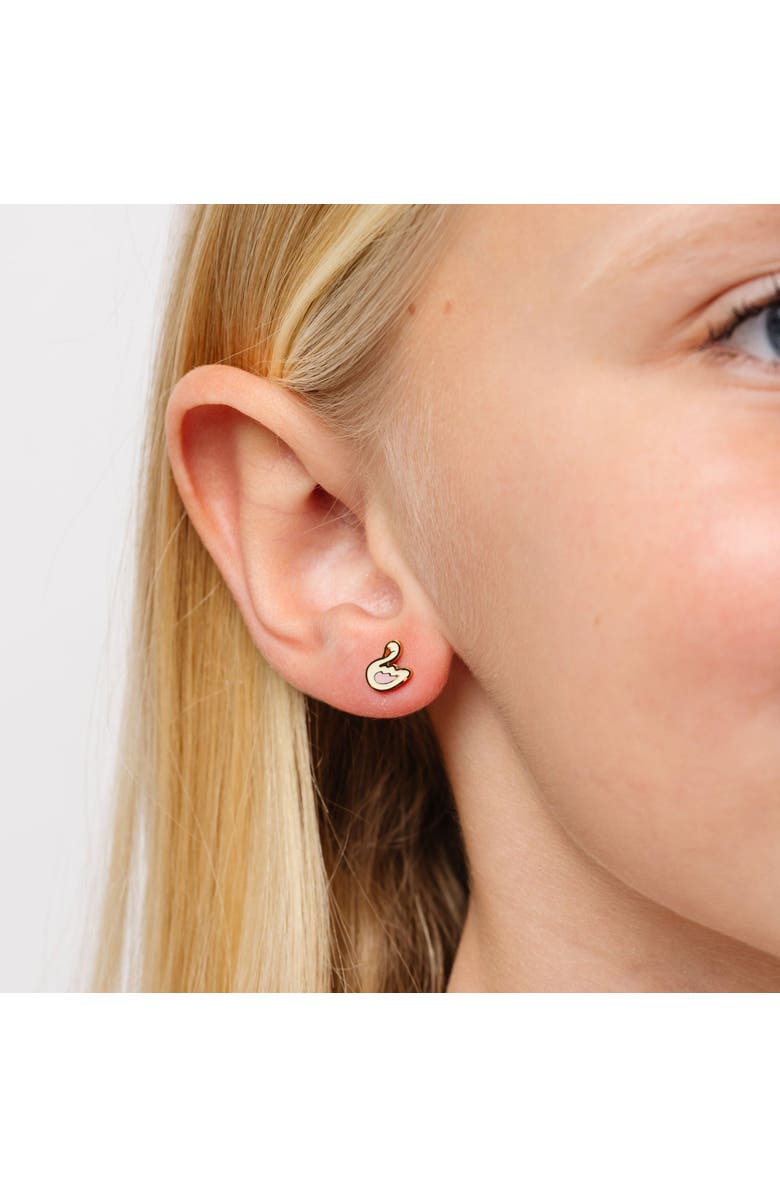 Pip Pop Swan Stud Earrings, Alternate, color, White