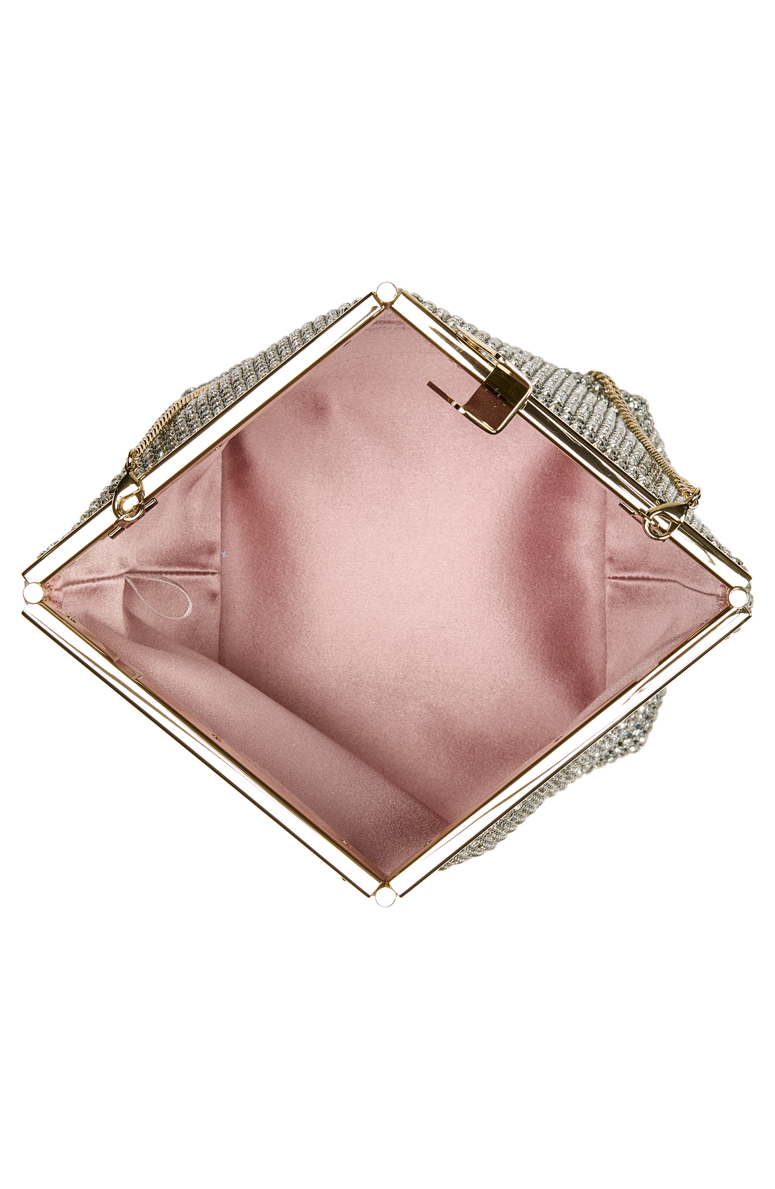 Ganache Crystal Mesh Clutch, Alternate, color, SILVER/ LIGHT GOLD