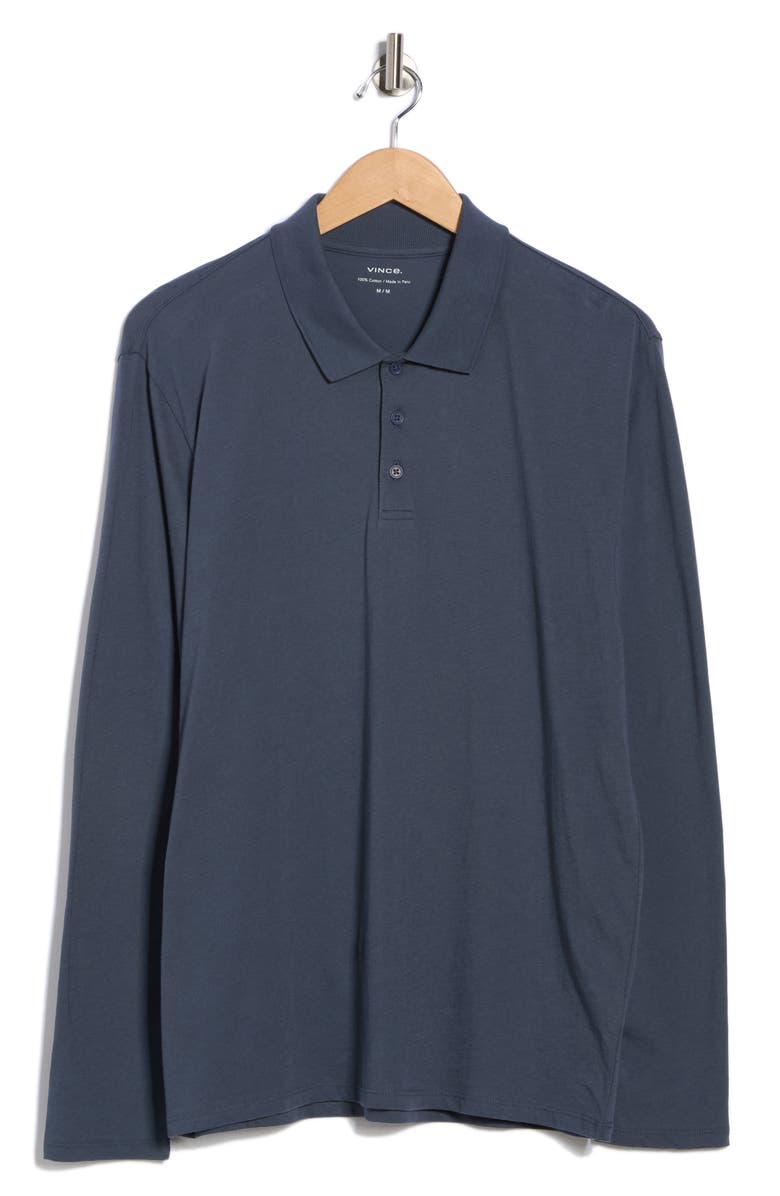 Vince Long Sleeve Knit Polo, Alternate, color, Venice Blue