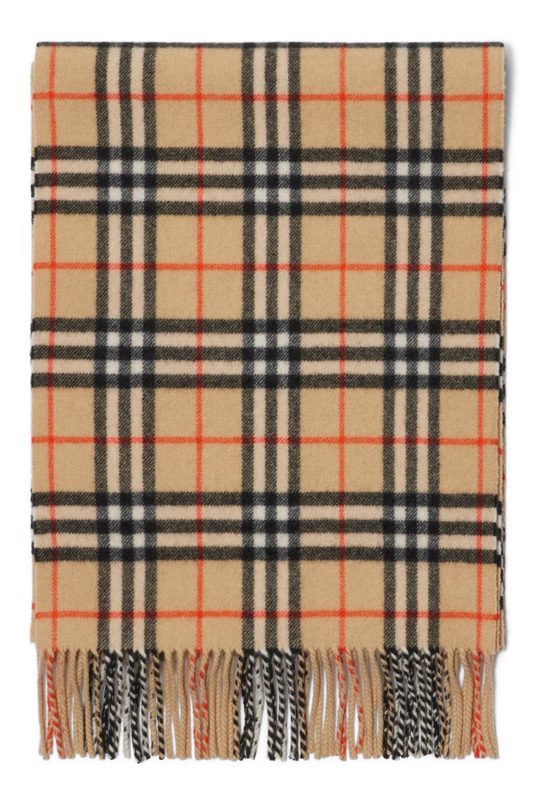 Megacheck Cashmere Scarf, Alternate, color, SAND