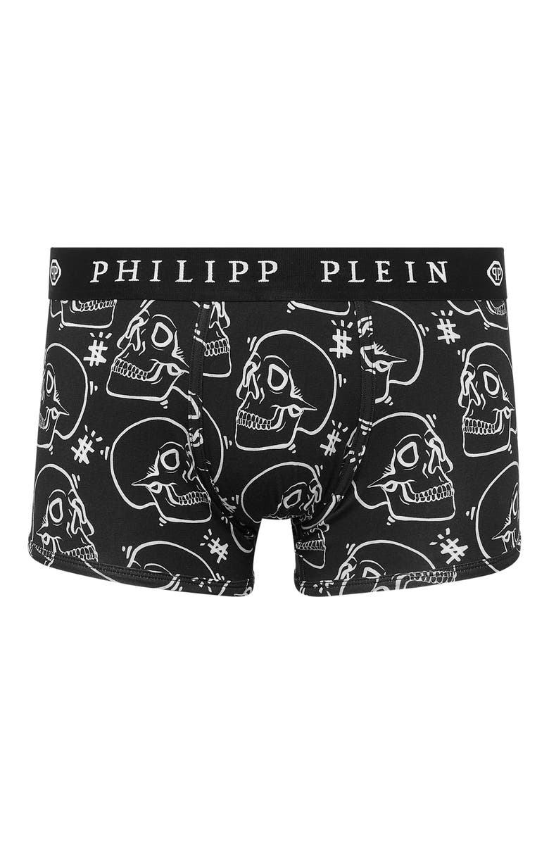 PHILIPP PLEIN Boxer Allover Outline Skull Men, Main, color, Black