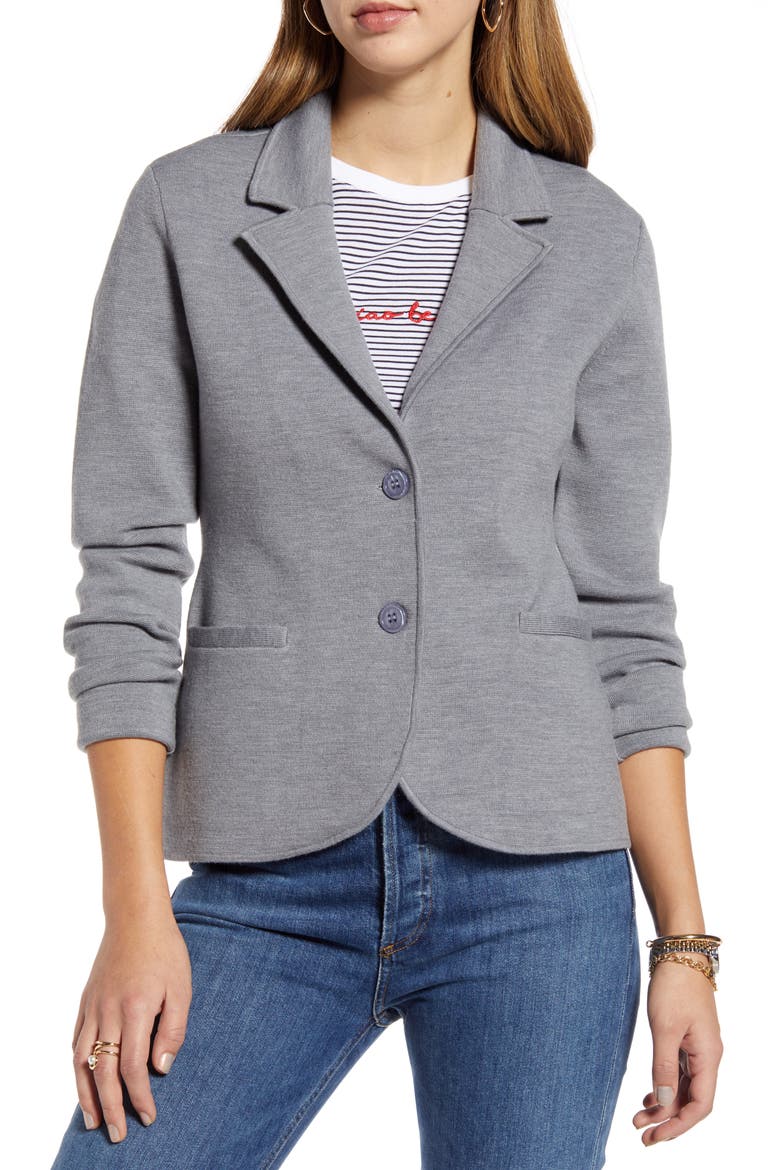 Shrunken Knit Blazer, Alternate, color, GREY LIGHT HEATHER