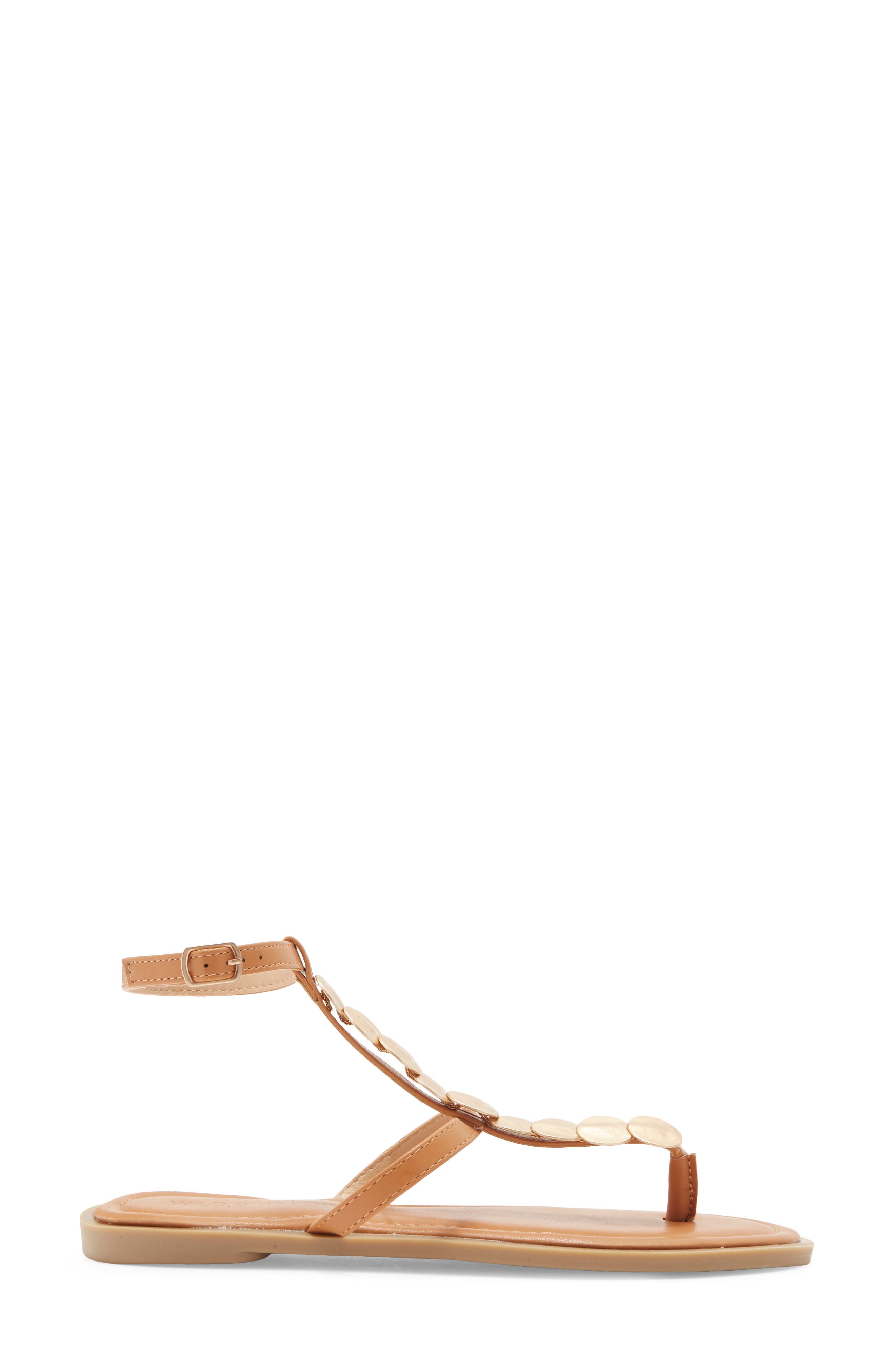 Flora Ankle Strap Flat Sandal, Alternate, color, WHISKY
