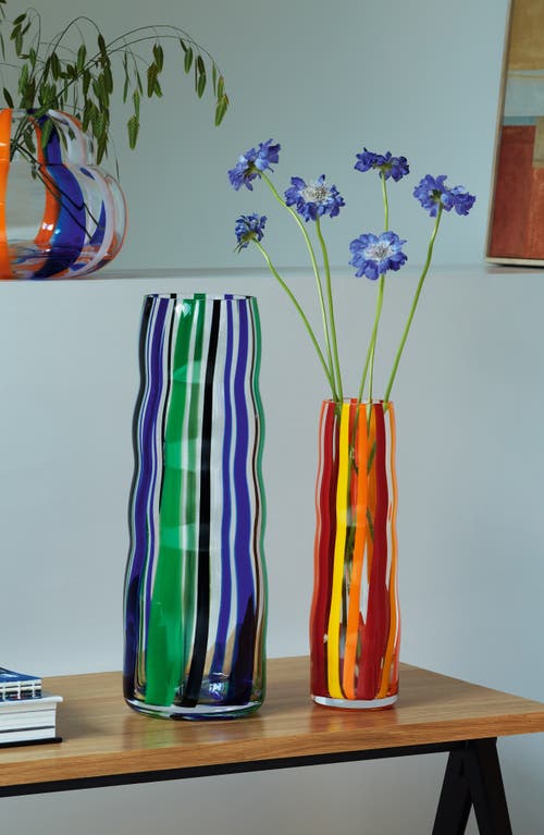 Lsa Folk Glass Vase In Multi