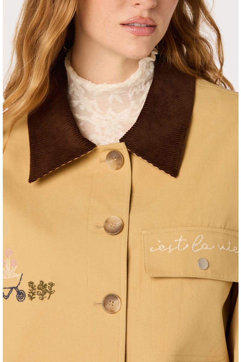 Hope Embroidered Cotton Jacket, Alternate, color, KHAKI BROWN