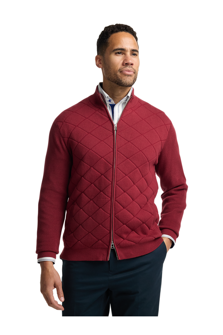 Cotton Full Zip Mock Neck Sweater Jacket, Alternate, color, Burgundy