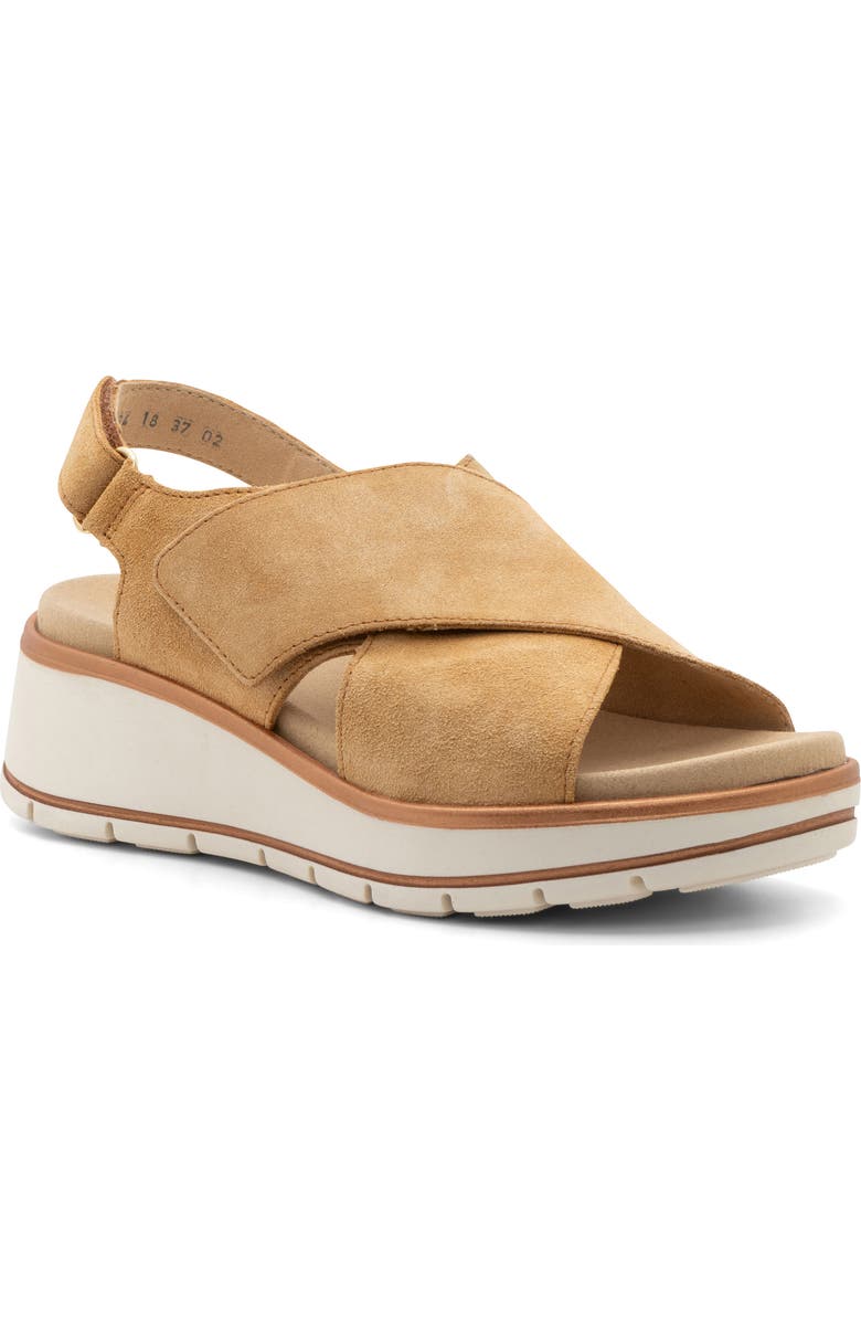 ara Santiago Slingback Platform Wedge Sandal, Main, color, Caramel