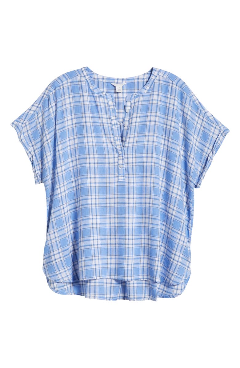 Caslon<sup>®</sup> Short Sleeve Linen Blend Popover Top, Alternate, color,