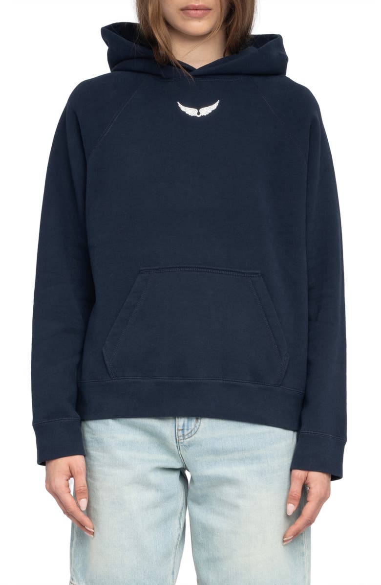 Zadig & Voltaire Georgy Photo Ride Strass Rhinestone Hoodie, Main, color,