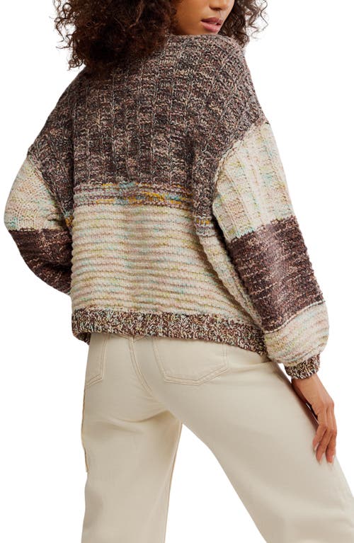 Free People Isabella Colorblock Cardigan In Brown