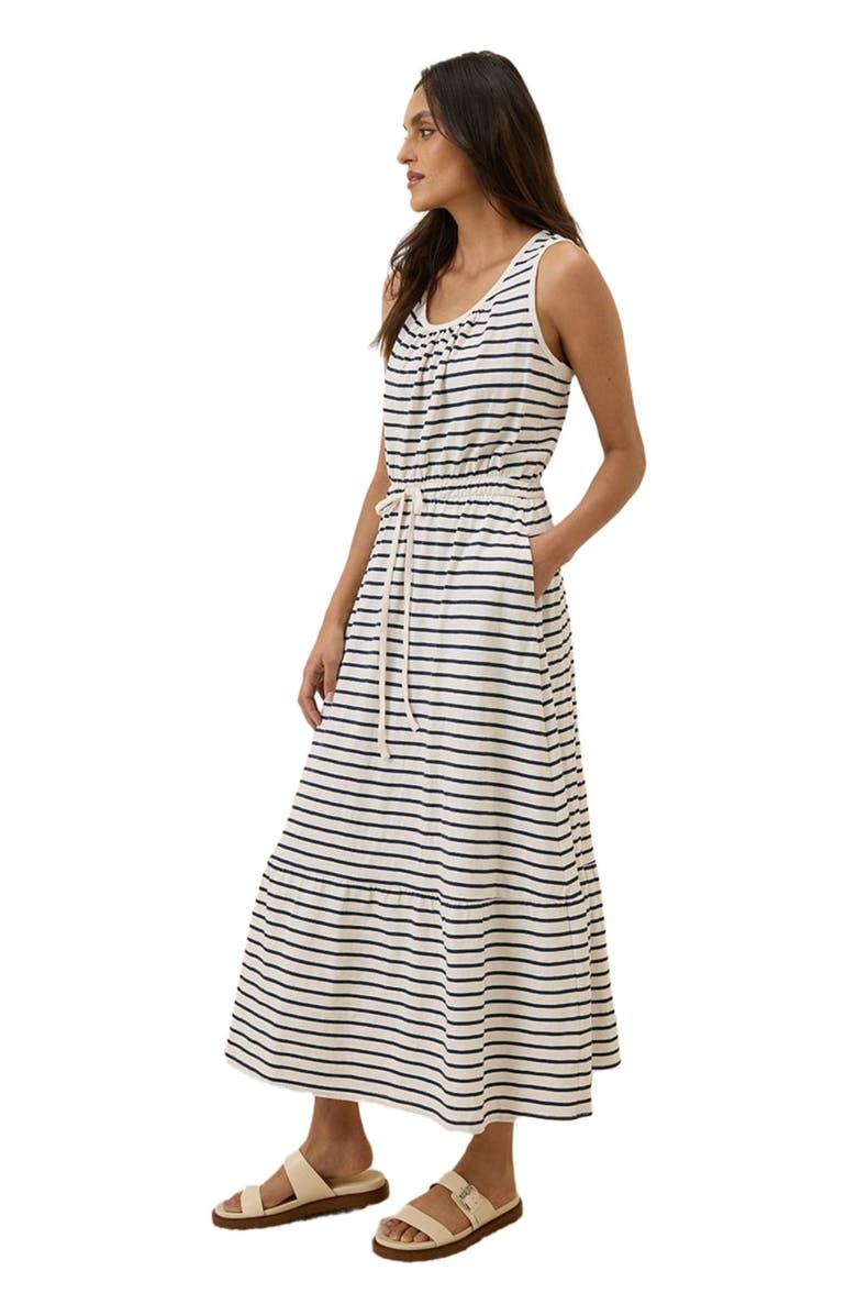 Pact Organic Cotton Relaxed Slub Tank Maxi Dress, Alternate, color, Santa Ana Stripe Midnight Blue