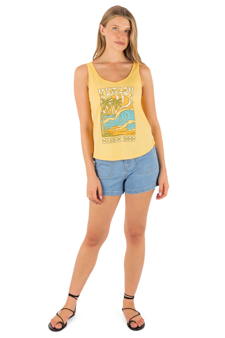 Splash Scoop Hem Cotton Graphic Tank Top, Alternate, color, BANANA CREAM