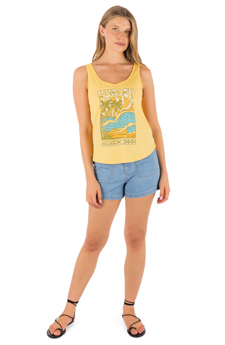 Hurley Splash Scoop Hem Cotton Graphic Tank Top, Alternate, color, 