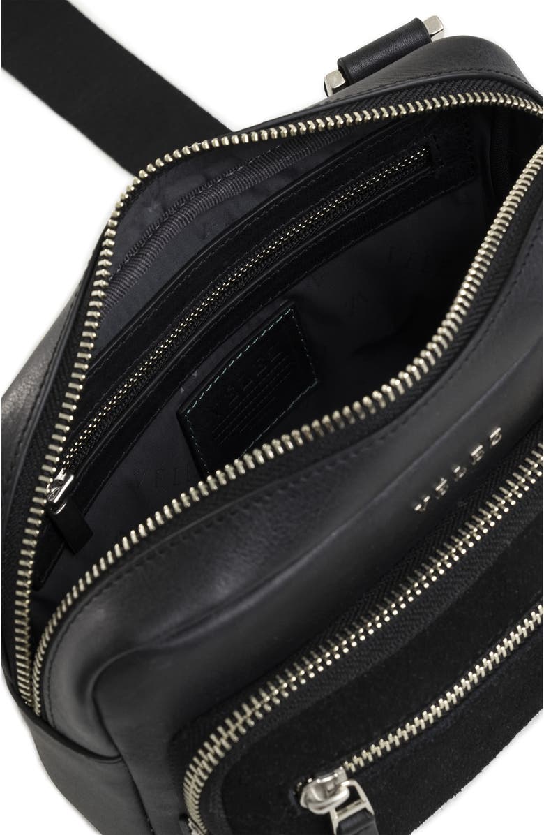 Velez Bright Leather Crossbody Bag with Suede Detail, Alternate, color, Black