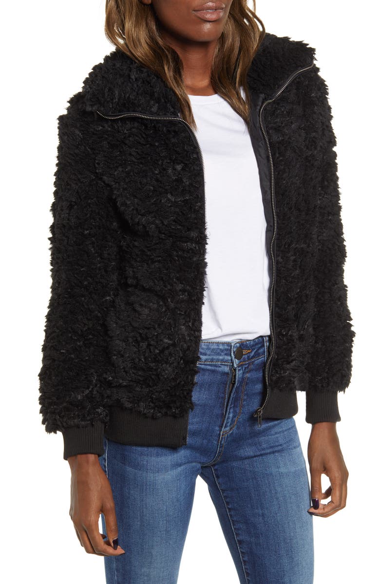 BB Dakota by Steve Madden BB Dakota Teddy Or Not Faux Fur Bomber Jacket, Main, color, 