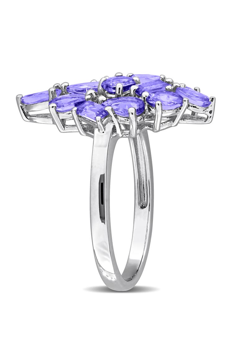 Gemstone Cluster Cocktail Ring Sterling Silver, Alternate, color, Tanzanite
