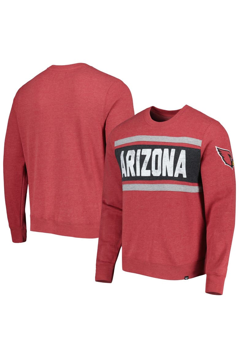 Men's '47 Heathered Cardinal Arizona Cardinals Bypass Tribeca Pullover Sweatshirt, Alternate, color, Red
