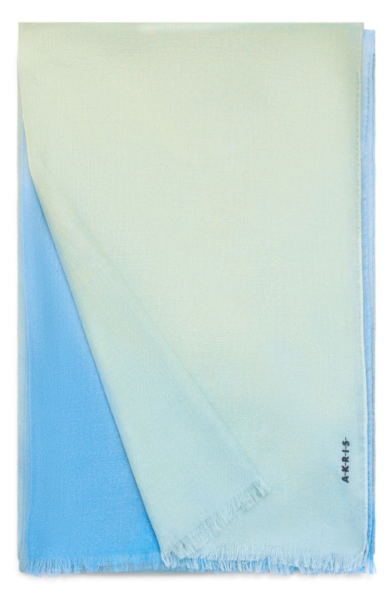 Akris Sunbeam Cashmere Fringe Scarf, Main, color, Multicolor Blue