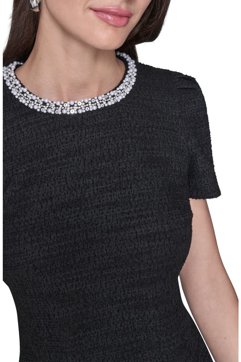 Embellished Tweed Knit Sheath Dress, Alternate, color, BLACK