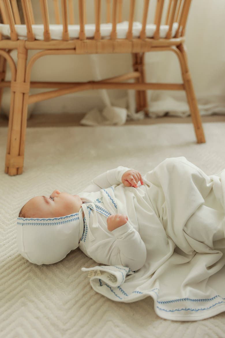 Cherry Embroidered Blanket, Alternate, color, White/Blue