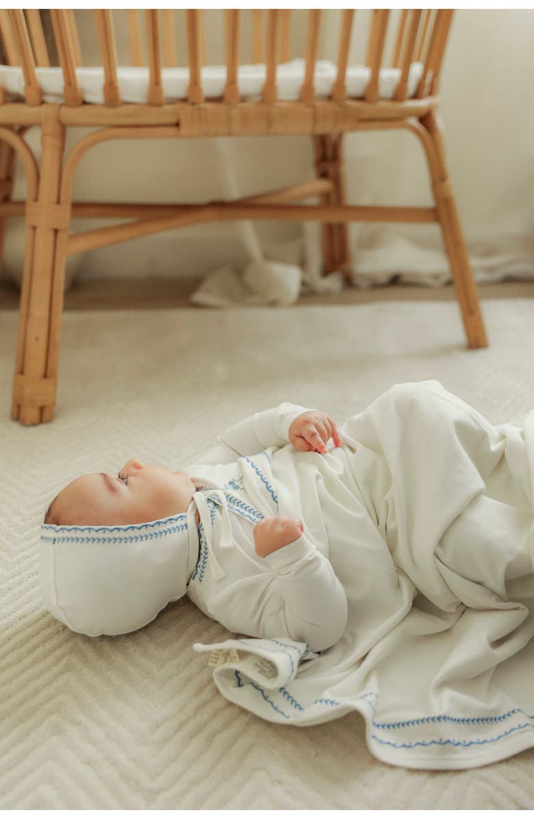 Bebe Bella Cherry Embroidered Blanket, Alternate, color, White/Blue