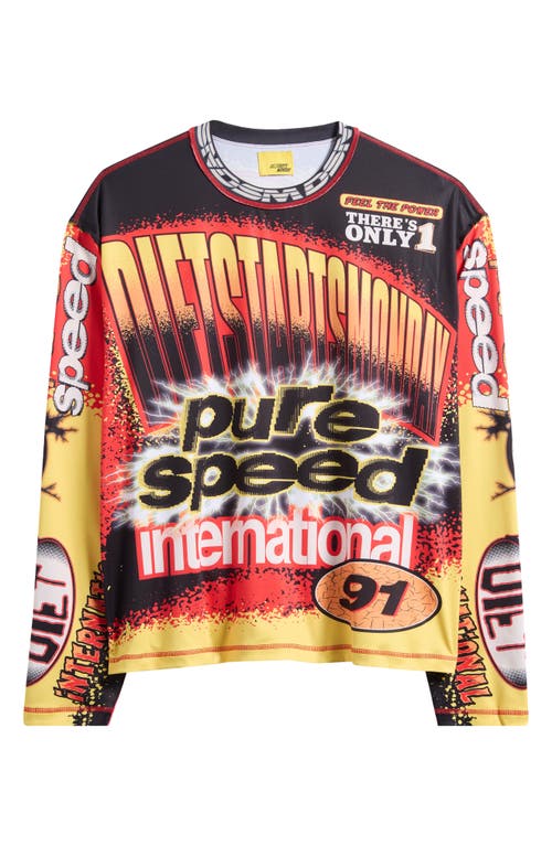 Diet Starts Monday Mx Racing Long Sleeve Cotton Graphic Print T-shirt In Multi