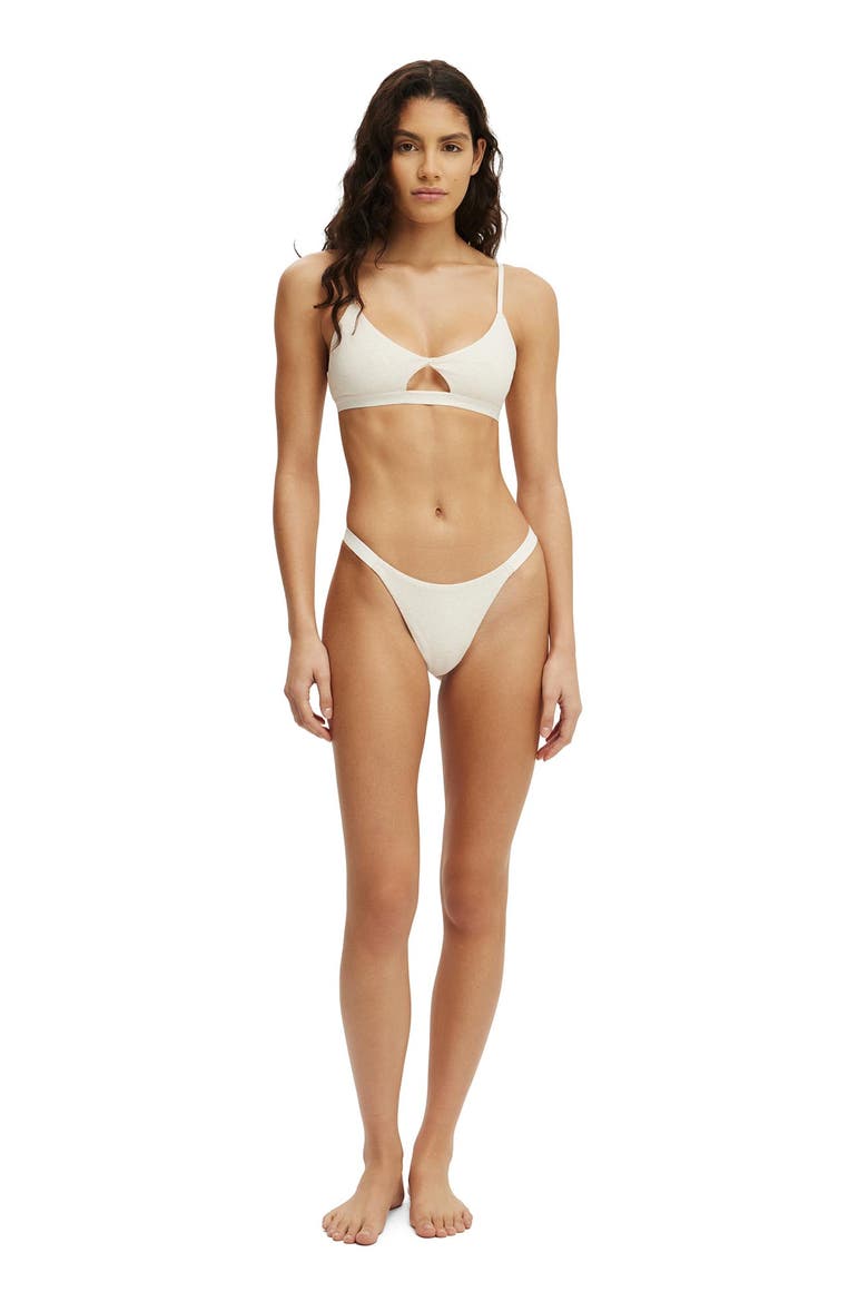 Women's Branded Cotton Knot Front Bralette, Alternate, color, Butterscotch Marle
