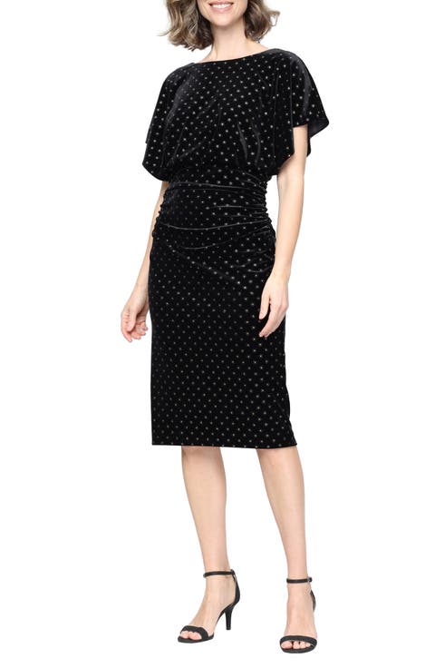 Hotfix Sequin Stretch Velvet Cocktail Dress