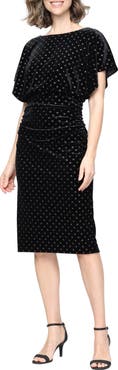 SL FASHIONS Hotfix Sequin Stretch Velvet Cocktail Dress