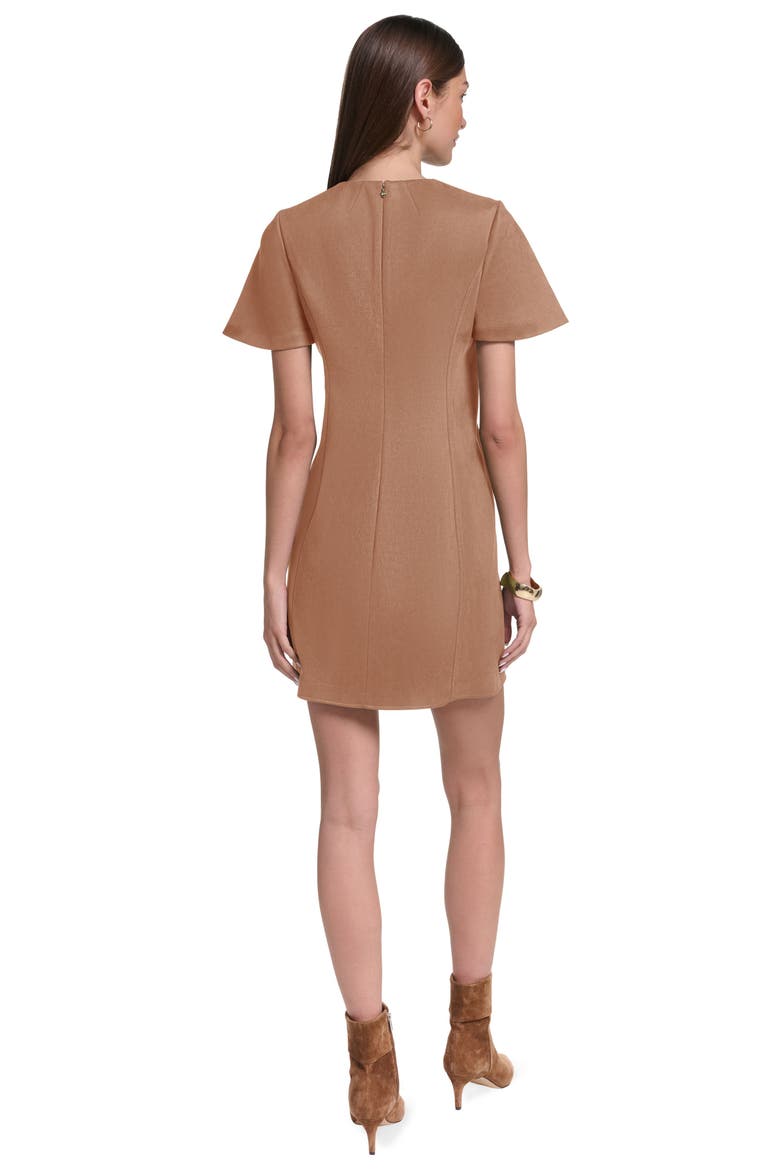 Short Sleeve Suede Shift Dress, Alternate, color, Spiced Almond