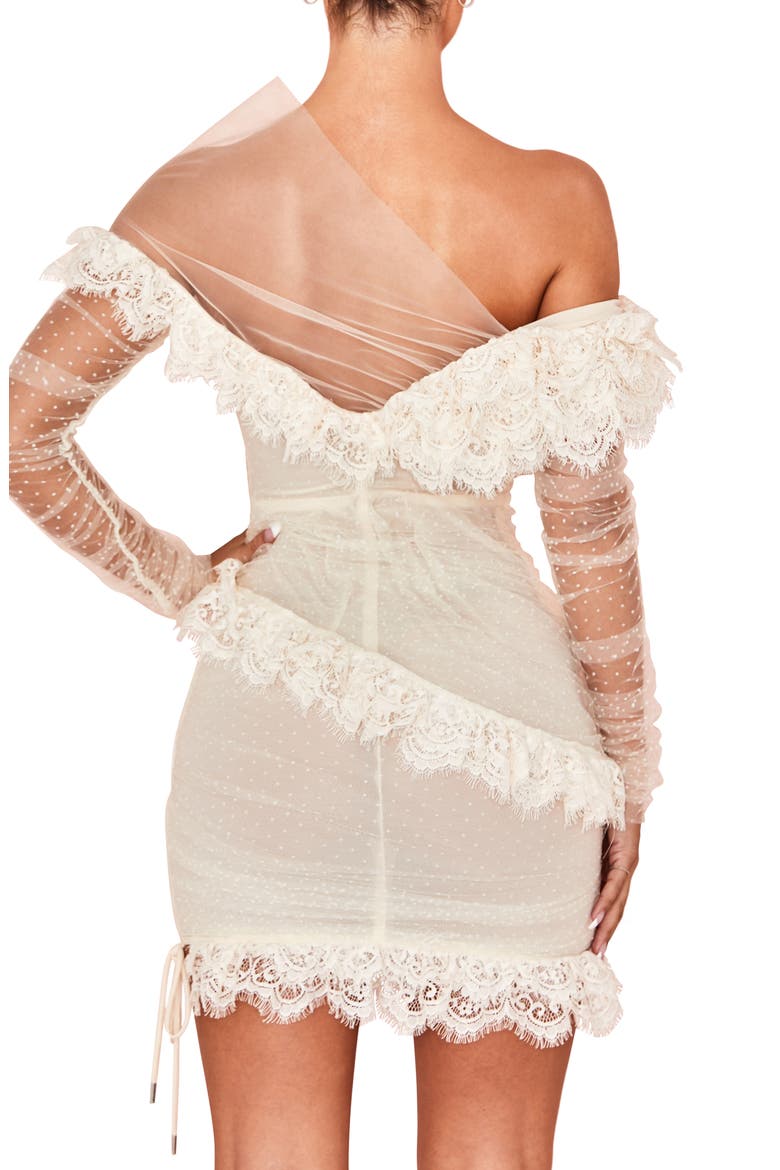 Sorrel Tulle Asymmetric Minidress, Alternate, color, IVORY