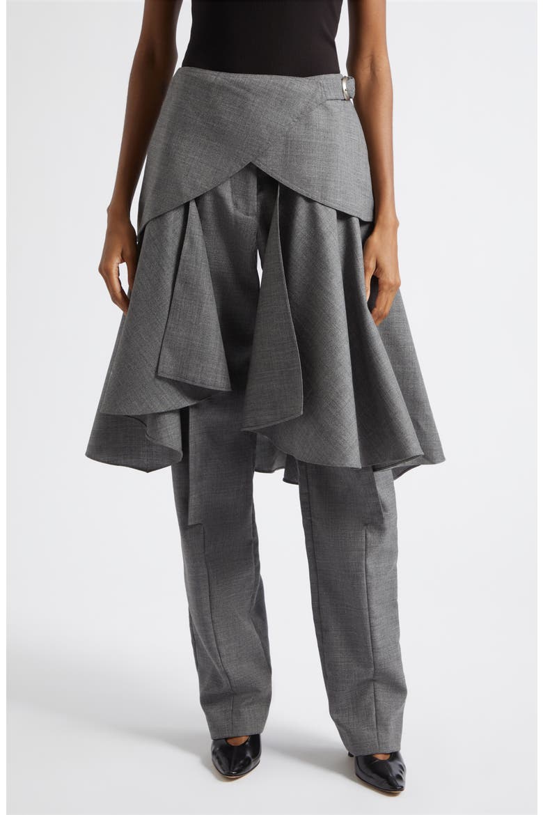 Cheval Wool Peplum Pants, Main, color, GREY MLANGE
