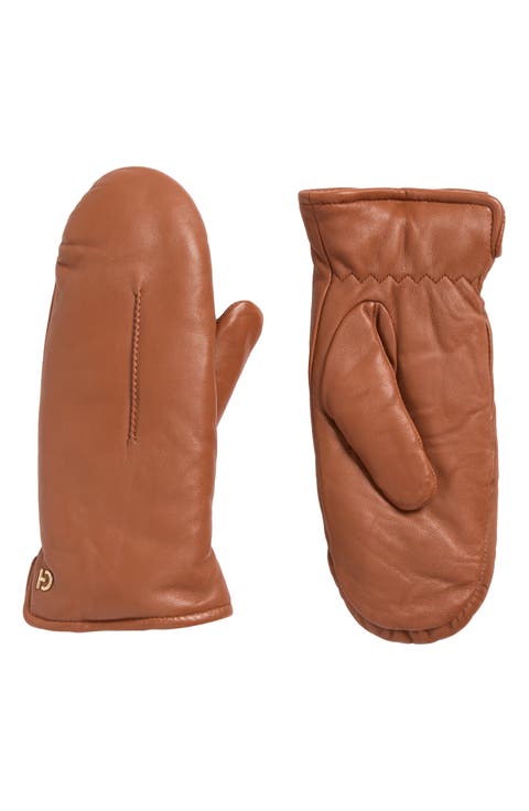 Faux Fur Lined Leather Mittens