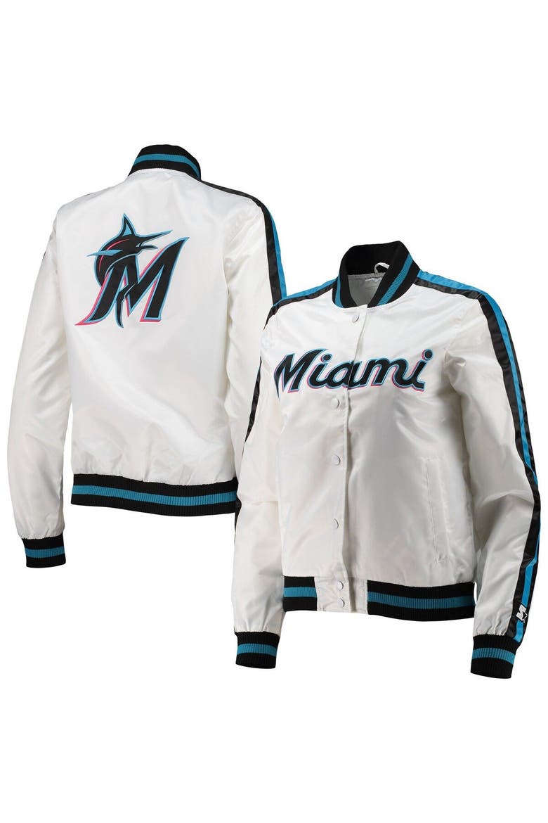 Women's Starter White Miami Marlins Hometown Satin Full-Snap Jacket, Main, color, White
