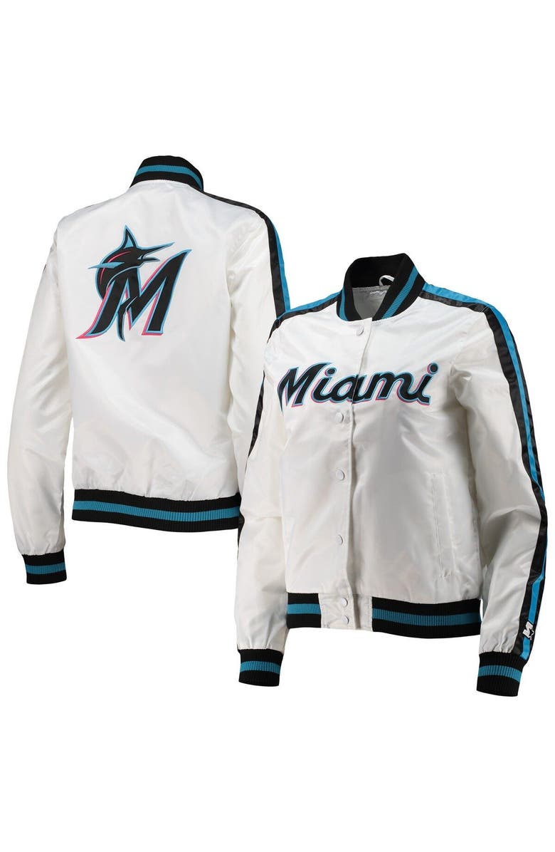 STARTER Women's Starter White Miami Marlins Hometown Satin Full-Snap Jacket, Main, color, 
